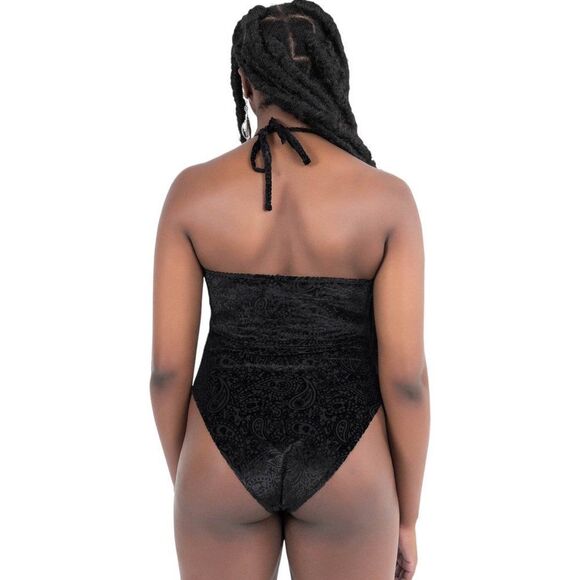 Black Lace Up One Piece Halter Top Killstar NEW - Picture 2 of 4